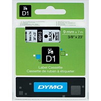 Dymo 40913 D1 Tape, Black on White, 9mmx7m
