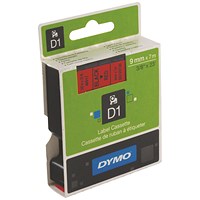Dymo 40917 D1 LabelMaker Tape 9mm x 7m Black on Red S0720720
