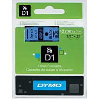 Dymo 45016 D1 Tape, Black on Blue, 12mmx7m