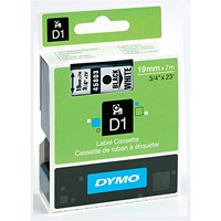 Dymo 45803 D1 Tape, Black on White, 19mmx7m