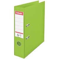 Esselte No. 1 Vivida A4 Lever Arch Files, 75mm Spine, Plastic, Green, Pack of 10