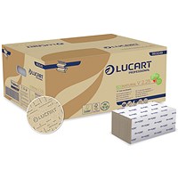 Lucart EcoNatural V-Fold Hand Towels 190 Sheets (Pack of 20) 864049