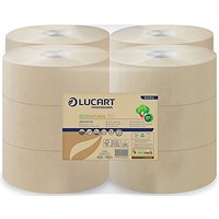 Lucart EcoNatural 150 Mini Jumbo Toilet Roll, 2-Ply, 405 Sheets, Pack of 12