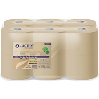 Lucart EcoNatural L-One Mini 180 Toilet Roll, 2-Ply, 900 Sheets, Pack of 12