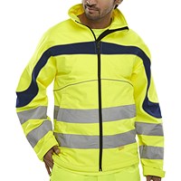 Beeswift Eton Hi-Viz Soft Shell Jacket, Saturn Yellow & Navy Blue, 4XL