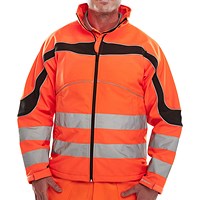 Beeswift Eton Hi-Viz Soft Shell Jacket, Orange & Black, Medium