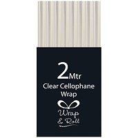Eurowrap Cellophane Wrap Roll, 2m, Clear, Pack of 49