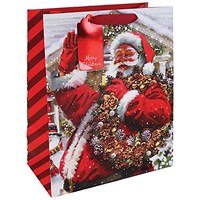 Eurowrap Joyful Santa Gift Bags Large Assorted Pack of 12