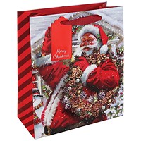 Eurowrap Joyful Santa Gift Bags Medium Assorted Pack of 12