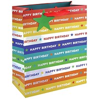 Holographic Happy Birthday Gift Bag Large Rainbow Pack of 12