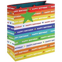 Holographic Happy Birthday Gift Bag Medium Rainbow Pack of 12