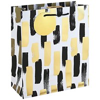 Mono Paint Strokes Gift Bag Medium White Pack of 12