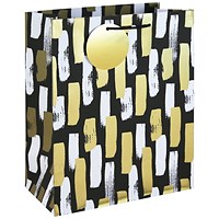 Mono Paint Strokes Gift Bag Large Black Pack of 12