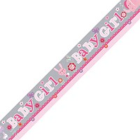 Baby Girl Banner Grey/Pink (Pack of 6)