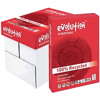 Evolution A4 Everyday Recycled Paper, White, 75gsm, Box (5 x 500 Sheets)
