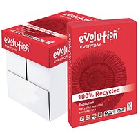 Evolution A4 Everyday Recycled Paper, White, 75gsm, Box (5 x 500 Sheets) Evolution A4 Everyday Recycled Paper, White, 75gsm, Box (5 x 500 Sheets)