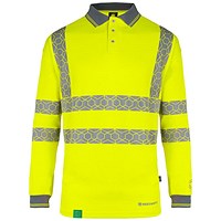 Envirowear Hi-Vis Long Sleeve Polo Shirt, Saturn Yellow, 3XL