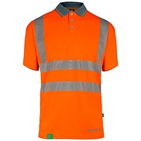Envirowear Hi-Vis Short Sleeve Polo Shirt, Orange, Medium