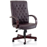 Chesterfield Executive Chair, Fixed Height Arms, Burgundy