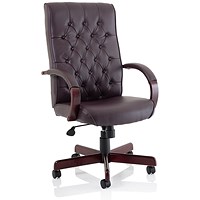 Chesterfield Executive Chair, Fixed Height Arms, Burgundy - Delivered Built