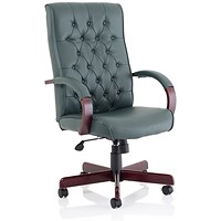 Chesterfield Executive Chair, Fixed Height Arms, Green