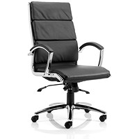 Classic High Back Executive Chair, Leather, Black, Assembled