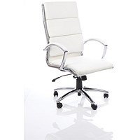 Classic High Back Executive Chair, Fixed Height Arms, White