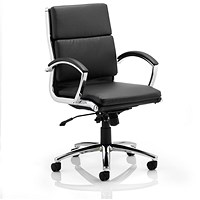 Classic Medium Back Executive Chair, Leather, Black, Assembled