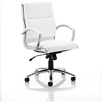 Classic Medium Back Executive Chair, Fixed Height Arms, White