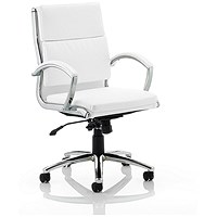 Classic Medium Back Executive Chair, Fixed Height Arms, White - Delivered Built