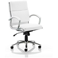 Classic Medium Back Executive Chair, Leather, White, Assembled