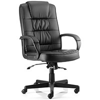 Moore Bonded Leather Executive Chair, Fixed Height Arms, Black