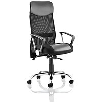 Vegas Executive Mesh Back Chair, Fixed Height Arms, Black