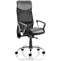 Vegas Executive Mesh Back Chair, Fixed Height Arms, Black - Delivered Built