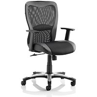Victor Leather & Mesh Executive Chair, Height Adjustable Arms, Black - Delivered Built