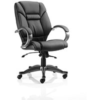 Galloway Bonded Leather Executive Chair, Fixed Height Arms, Black