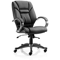Galloway Bonded Leather Executive Chair, Fixed Height Arms, Black - Delivered Built