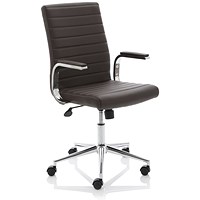 Ezra Executive Chair, Fixed Height Arms, Brown