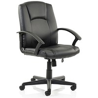 Bella Bonded Leather Executive Managers Chair, Fixed Height Arms, Black