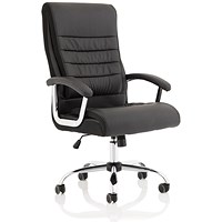 Dallas Black PU Chair, Fixed Height Arms, Black