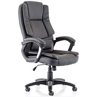Dakota High Back Executive Chair, Fixed Height Arms, Black
