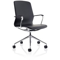 Lucia Executive Chair, Chrome Frame, Fixed Height Arms, Black