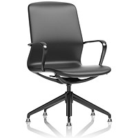 Lucia Executive Chair, Glides, Fixed Height Arms, Black