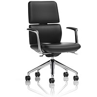 Mode Bonded Leather Executive Chair, Fixed Height Arms, Black & Silver