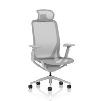 Lumo Executive Mesh Chair With Headrest, Height Adjustable Arms, Halo Grey