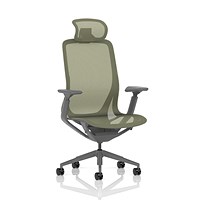 Lumo Executive Mesh Chair With Headrest, Height Adjustable Arms, Verge Green