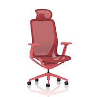 Lumo Executive Mesh Chair With Headrest, Height Adjustable Arms, Volt Red