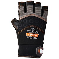 Ergodyne Impact Fingerless Gloves, Black, XL