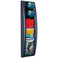 Fast Paper Quick Fit Wall Literature Holder, 5 x 1/3 A4 Pockets, Black