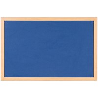 Bi-Office Earth Prime Felt Notice Board, Oak MDF Frame, 600x450mm, Blue